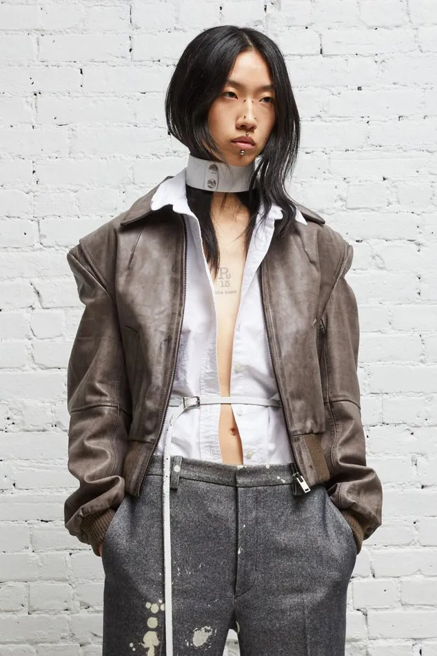 AMERICANA ZIP JACKET 8211 DISTRESSED GREY Women R13 Jackets and Coats