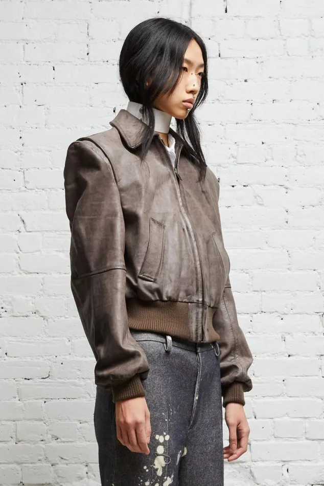 AMERICANA ZIP JACKET 8211 DISTRESSED GREY Women R13 Jackets and Coats