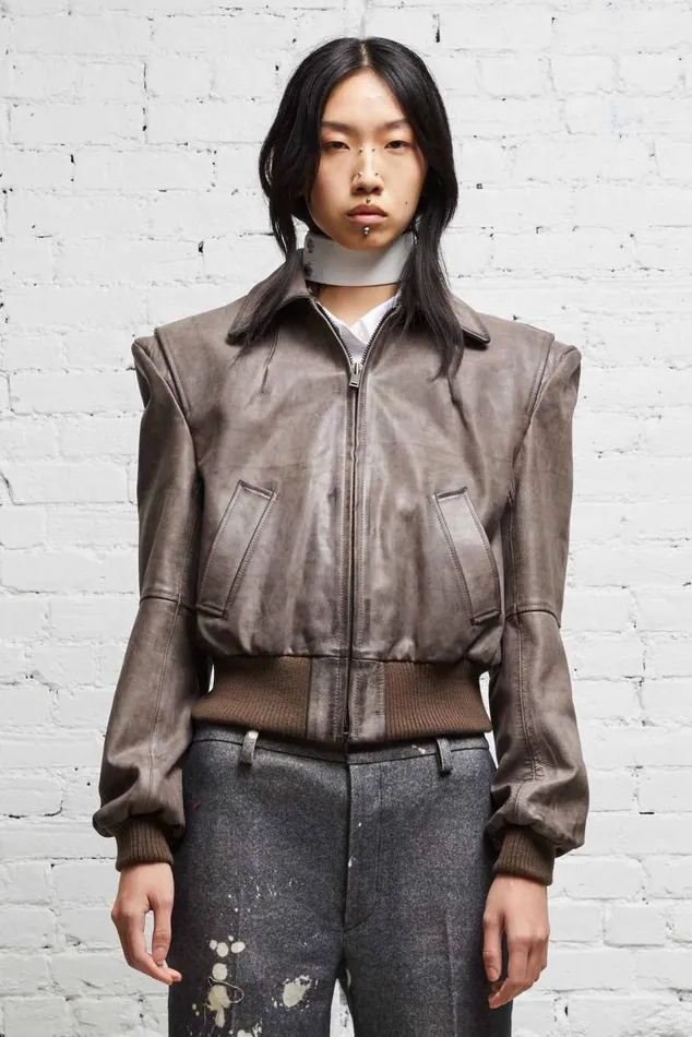 AMERICANA ZIP JACKET 8211 DISTRESSED GREY Women R13 Jackets and Coats