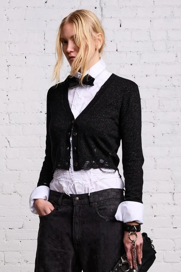 BABY CARDIGAN 8211 BLACK GLITTER Women R13 Sweaters