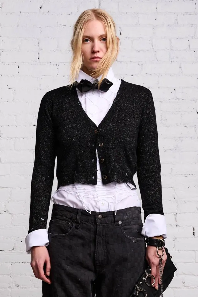 BABY CARDIGAN 8211 BLACK GLITTER Women R13 Sweaters