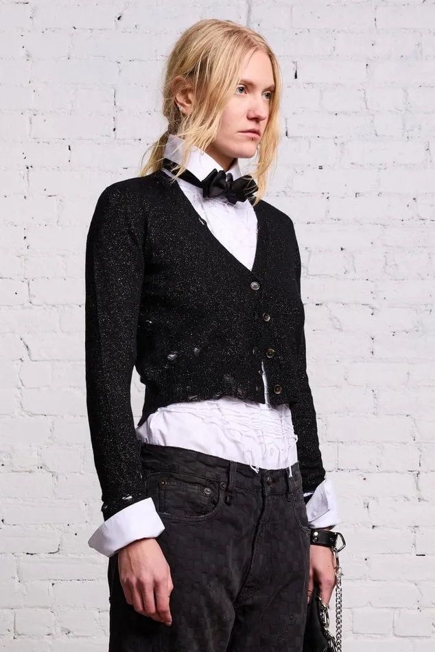 BABY CARDIGAN 8211 BLACK GLITTER Women R13 Sweaters