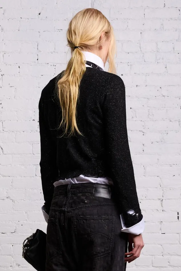 BABY CARDIGAN 8211 BLACK GLITTER Women R13 Sweaters
