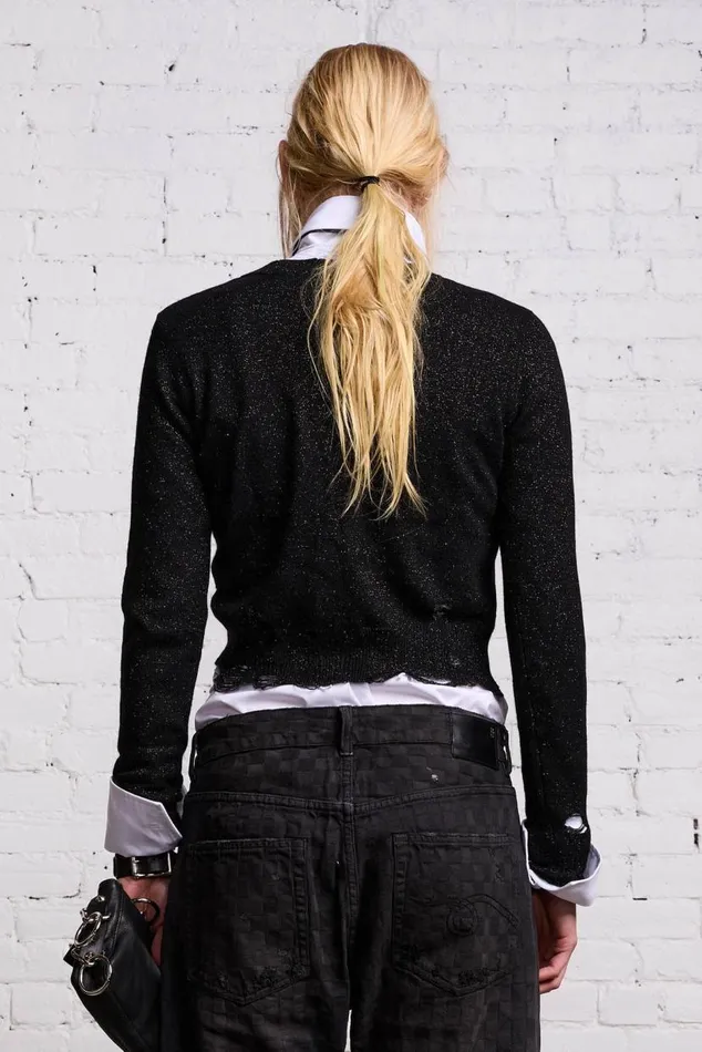 BABY CARDIGAN 8211 BLACK GLITTER Women R13 Sweaters