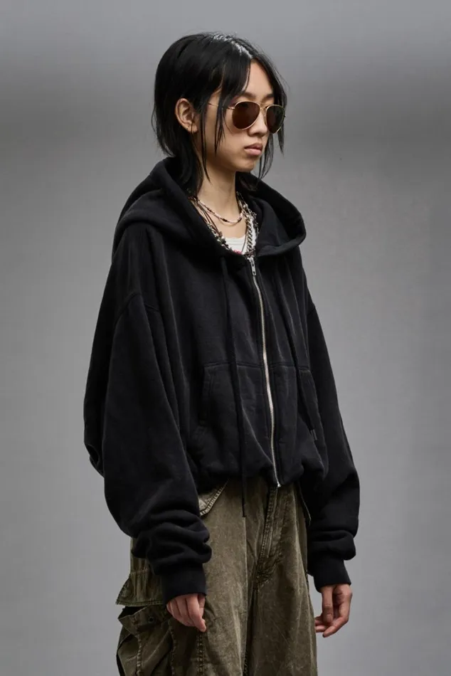 BALLOON ZIPUP HOODIE 8211 BLACK Women R13 Tops