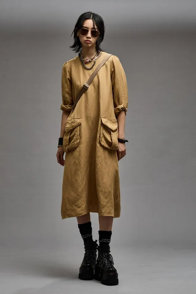 BELLOW POCKET DRESS 8211 KHAKI Women R13 Dresses and Skirts