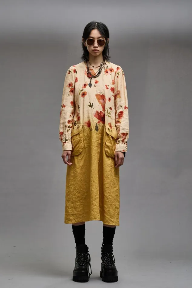 BELLOW POCKET DRESS 8211 YELLOW POPPY PRINT Women R13 Dresses and Skirts