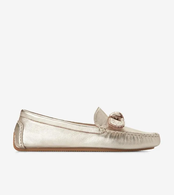 Bellport Bow Drivers Soft Gold Women Cole Haan Loafers and Drivers