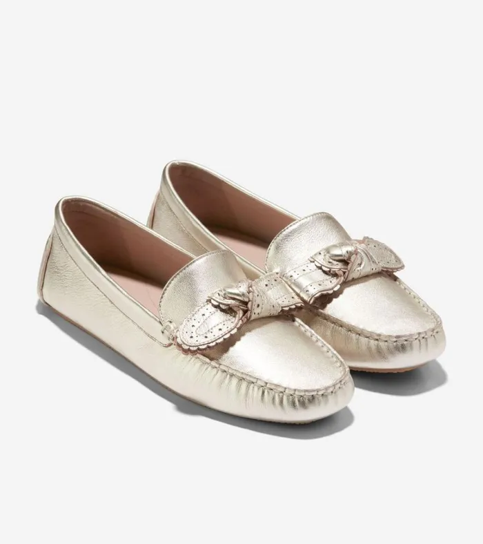 Bellport Bow Drivers Soft Gold Women Cole Haan Loafers and Drivers