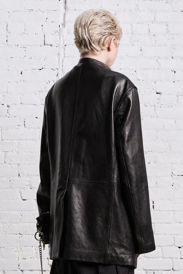BELT COLLAR LEATHER BLAZER 8211 BLACK Women R13 Jackets and Coats
