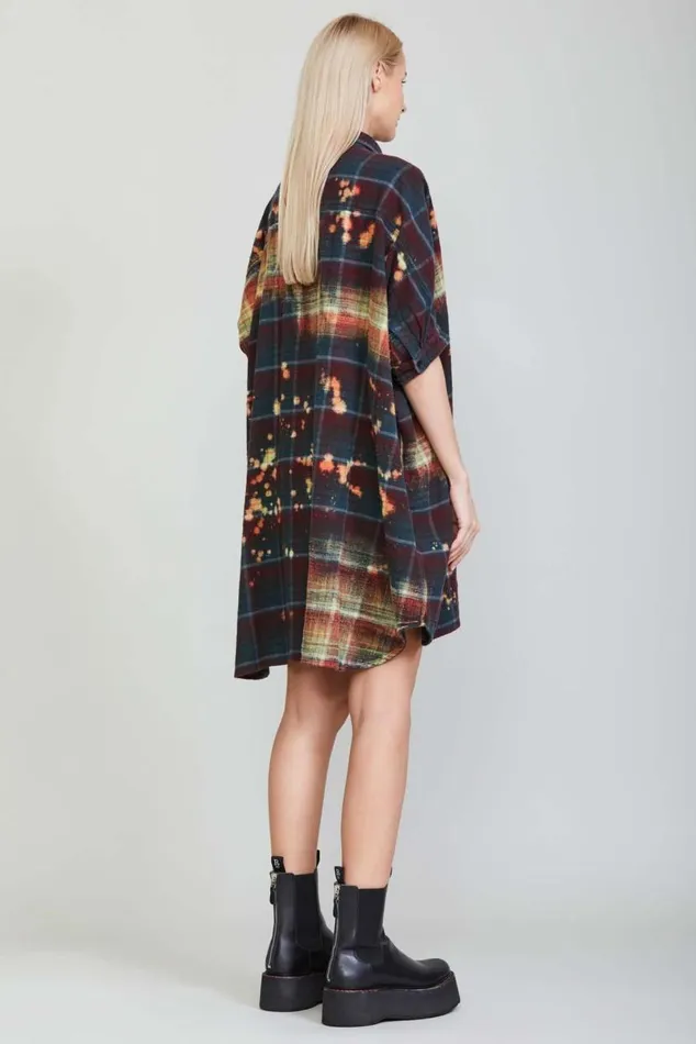 BLEACHED PLAID OVERSIZED BOXY SHIRTDRESS Women R13 Tops