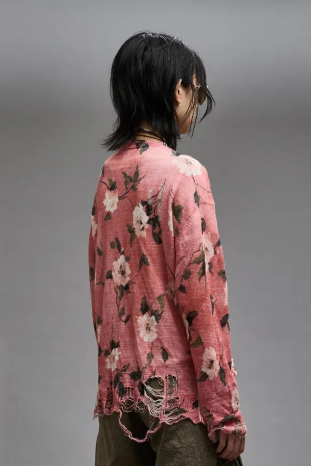 BOYFRIEND CARDIGAN 8211 RED FLORAL Women R13 Sweaters