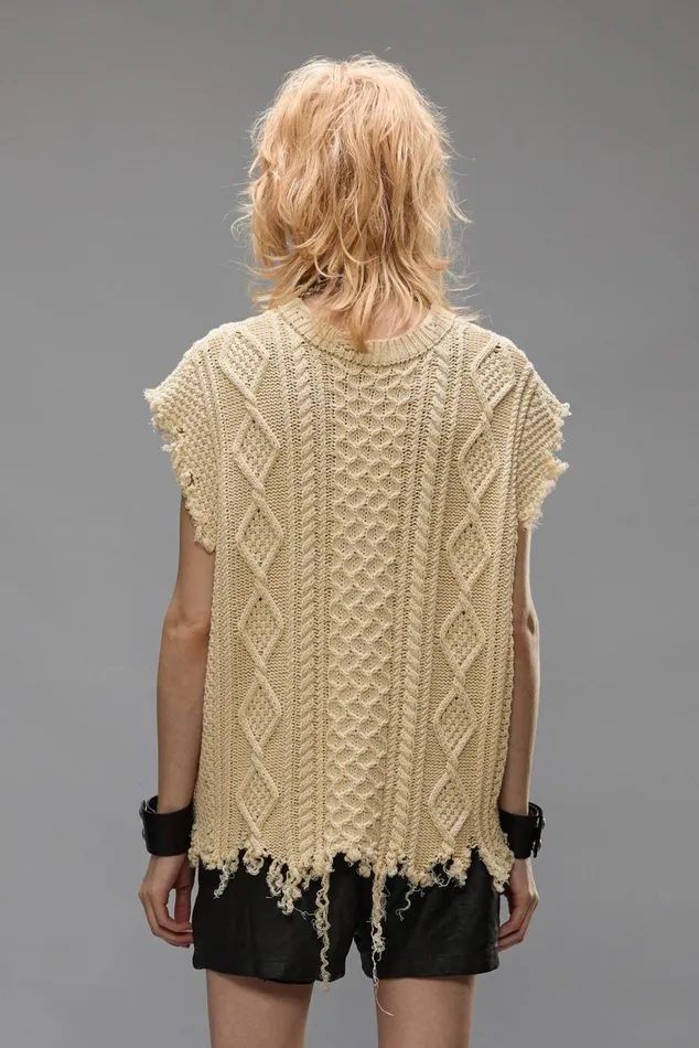 CABLE SWEATER VEST 8211 CREAM Women R13 Sweaters