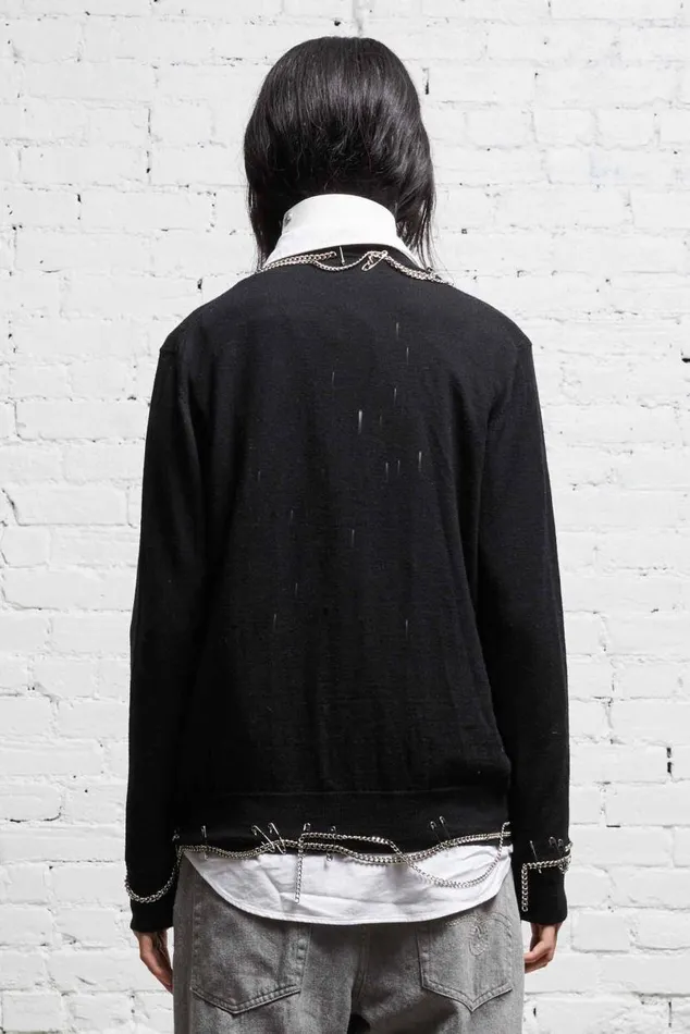 CHAIN EMBELLISHED CARDIGAN 8211 BLACK Women R13 Tops