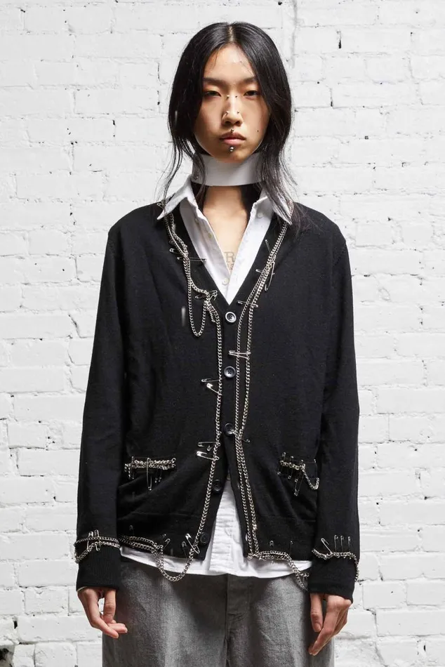 CHAIN EMBELLISHED CARDIGAN 8211 BLACK Women R13 Tops