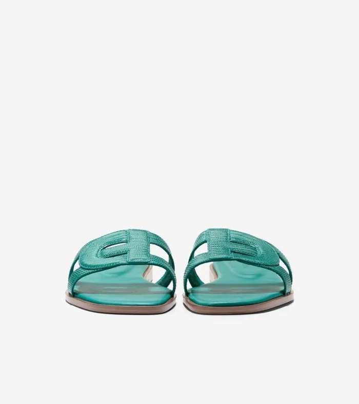 Chrisee Slide Sandals Green Lizard Print Women Cole Haan Sandals