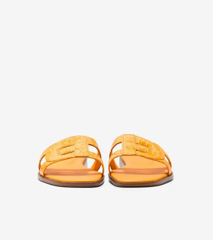 Chrisee Slide Sandals Saffron Yellow Croc Print Women Cole Haan Sandals