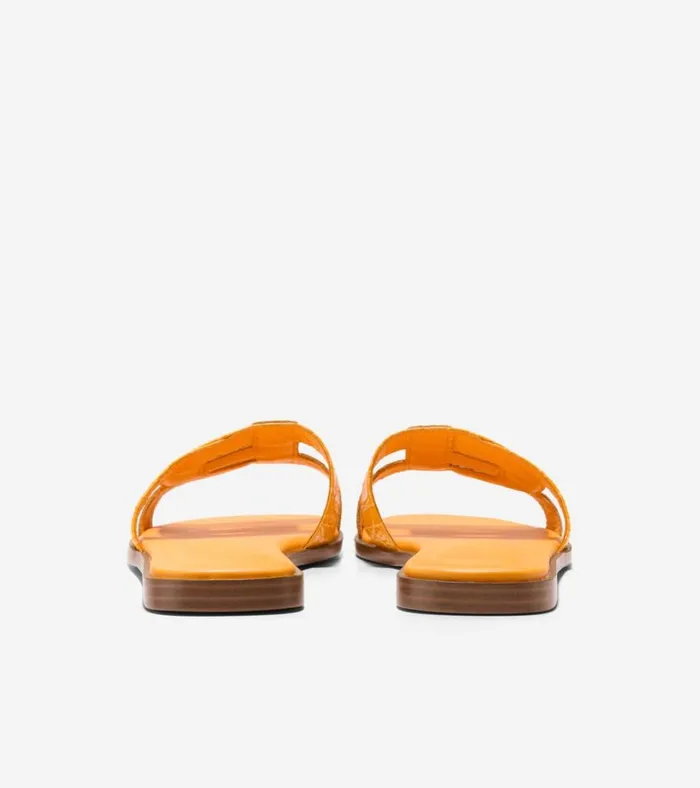 Chrisee Slide Sandals Saffron Yellow Croc Print Women Cole Haan Sandals