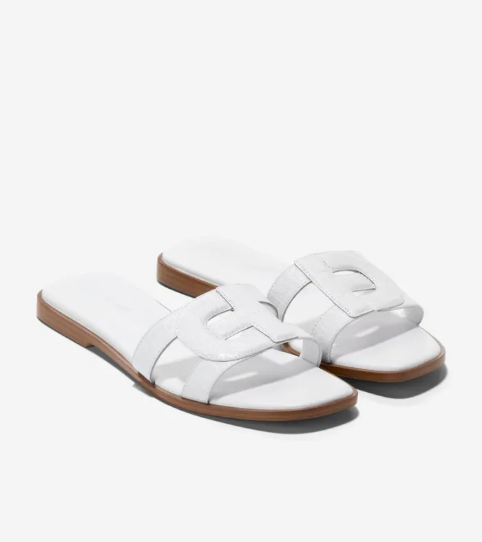 Chrisee Slide Sandals White Croc Women Cole Haan Sandals