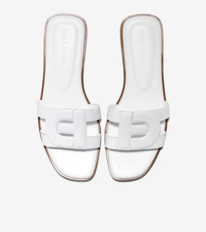 Chrisee Slide Sandals White Croc Women Cole Haan Sandals