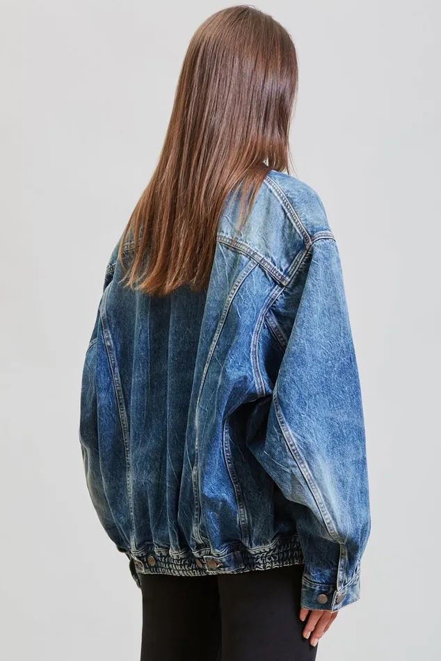 CINCHED WAIST DENIM TRUCKER 8211 KELLY Women R13 Jackets and Coats CINCHED WAIST DENIM TRUCKER 8211 KELLY Women R13 Jackets and Coats