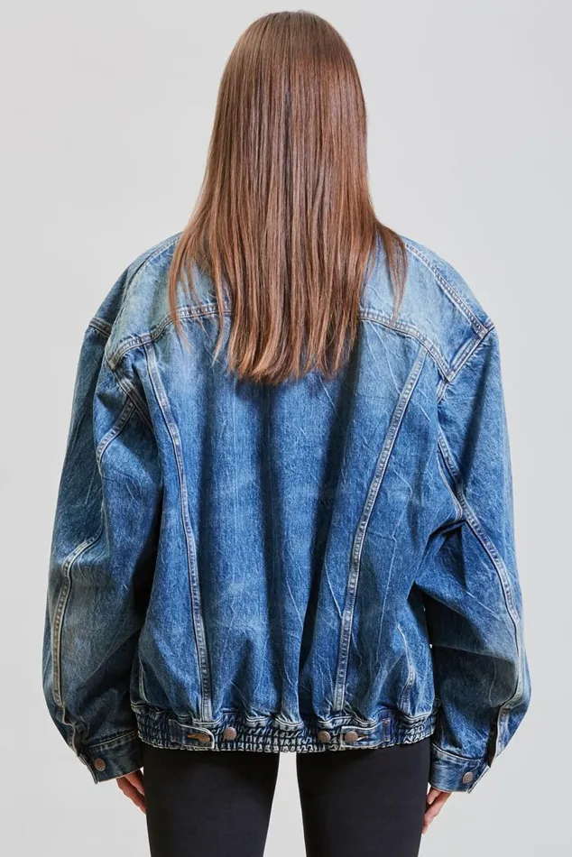 CINCHED WAIST DENIM TRUCKER 8211 KELLY Women R13 Jackets and Coats CINCHED WAIST DENIM TRUCKER 8211 KELLY Women R13 Jackets and Coats
