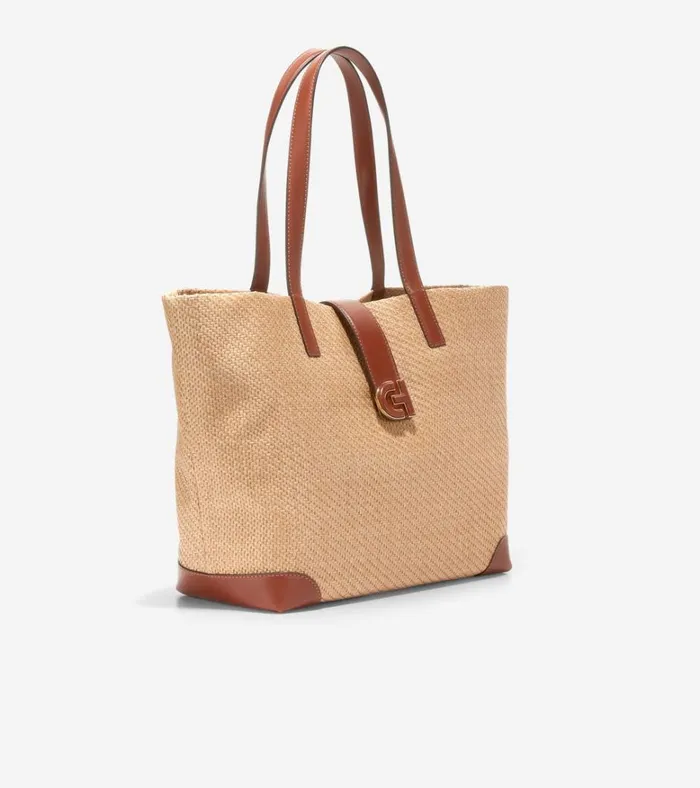 Classic Straw Tote Bag Tan Women Cole Haan Tote Bags