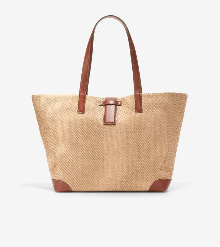 Classic Straw Tote Bag Tan Women Cole Haan Tote Bags