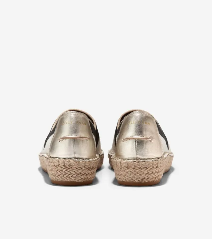 Cloudfeel Espadrille II SlipOn Loafers Ivory Stitchlitetradesoft Gold Women Cole Haan Flats and SlipOns