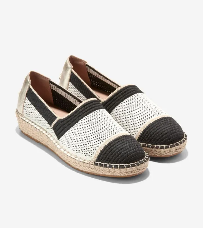Cloudfeel Espadrille II SlipOn Loafers Ivory Stitchlitetradesoft Gold Women Cole Haan Flats and SlipOns