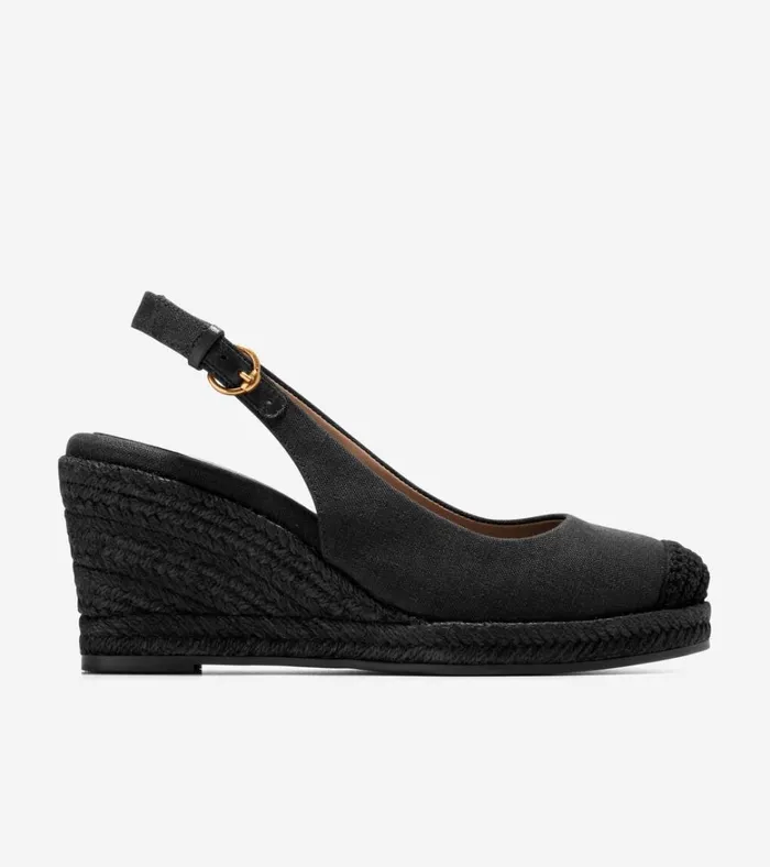 Cloudfeel Espadrille Sling Back Wedges Black Women Cole Haan Espadrilles