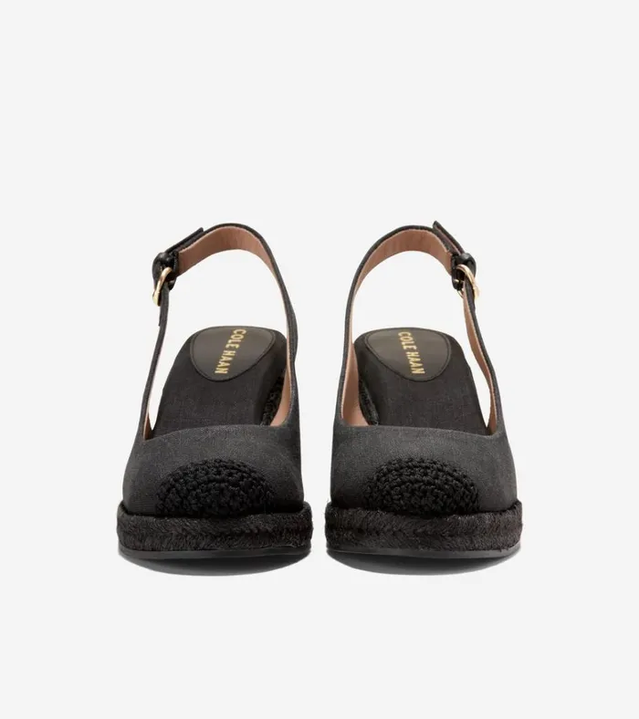 Cloudfeel Espadrille Sling Back Wedges Black Women Cole Haan Espadrilles