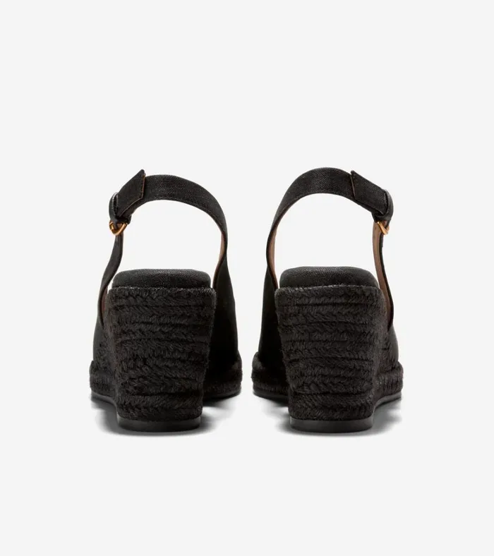 Cloudfeel Espadrille Sling Back Wedges Black Women Cole Haan Espadrilles