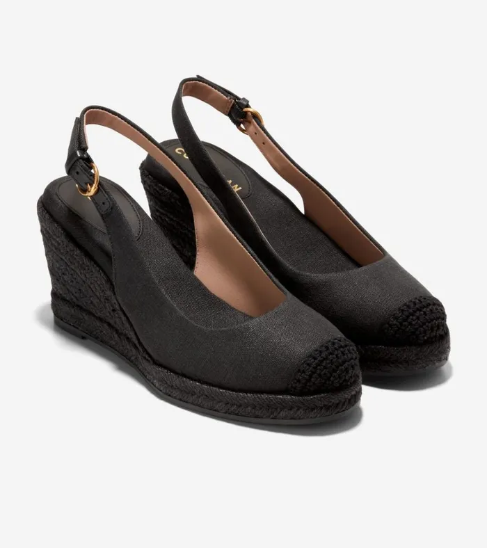 Cloudfeel Espadrille Sling Back Wedges Black Women Cole Haan Espadrilles