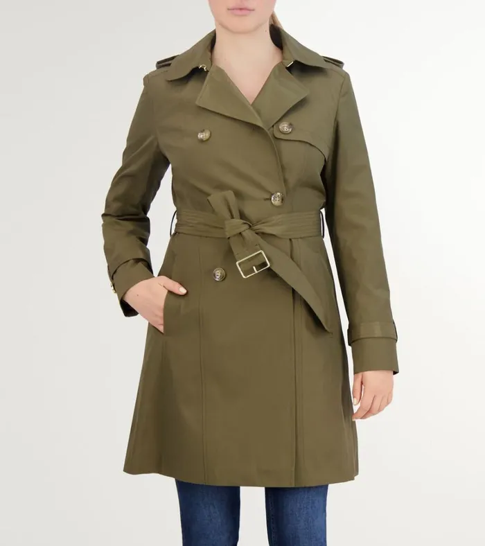 Cotton Rain Trench Coat Army Green Women Cole Haan Rain Jackets