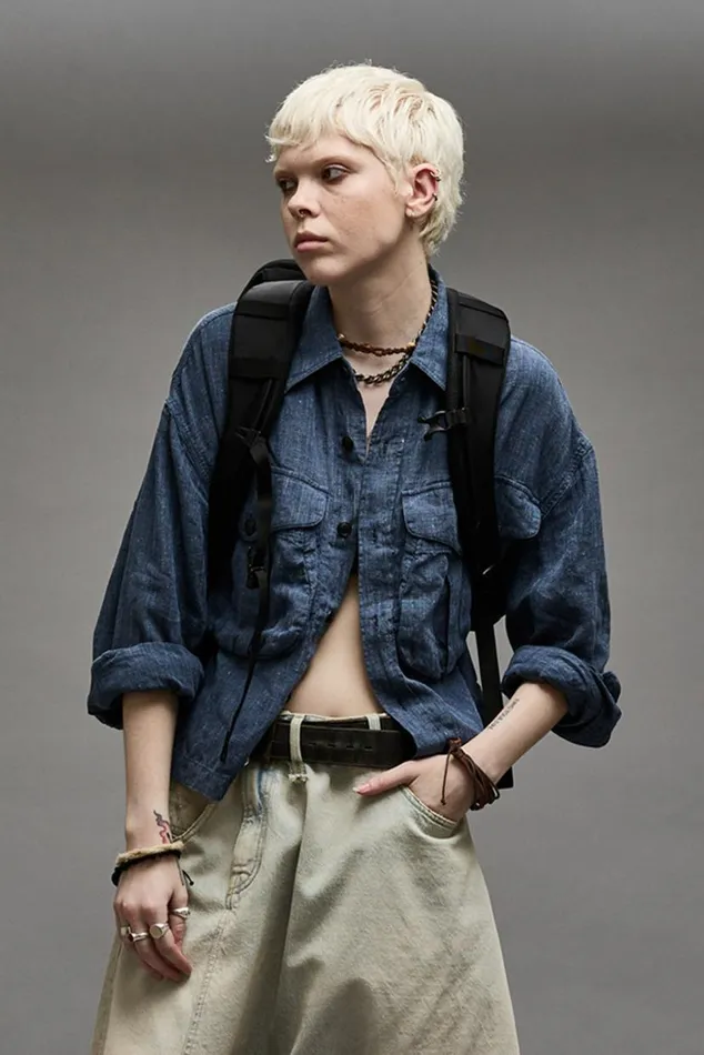 CROPPED BELLOW POCKET SHIRT 8211 INDIGO BLUE Women R13 Tops
