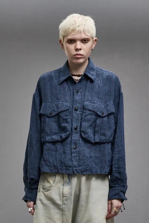 CROPPED BELLOW POCKET SHIRT 8211 INDIGO BLUE Women R13 Tops