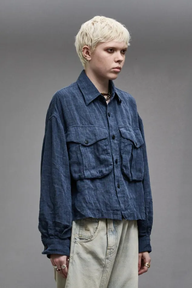 CROPPED BELLOW POCKET SHIRT 8211 INDIGO BLUE Women R13 Tops