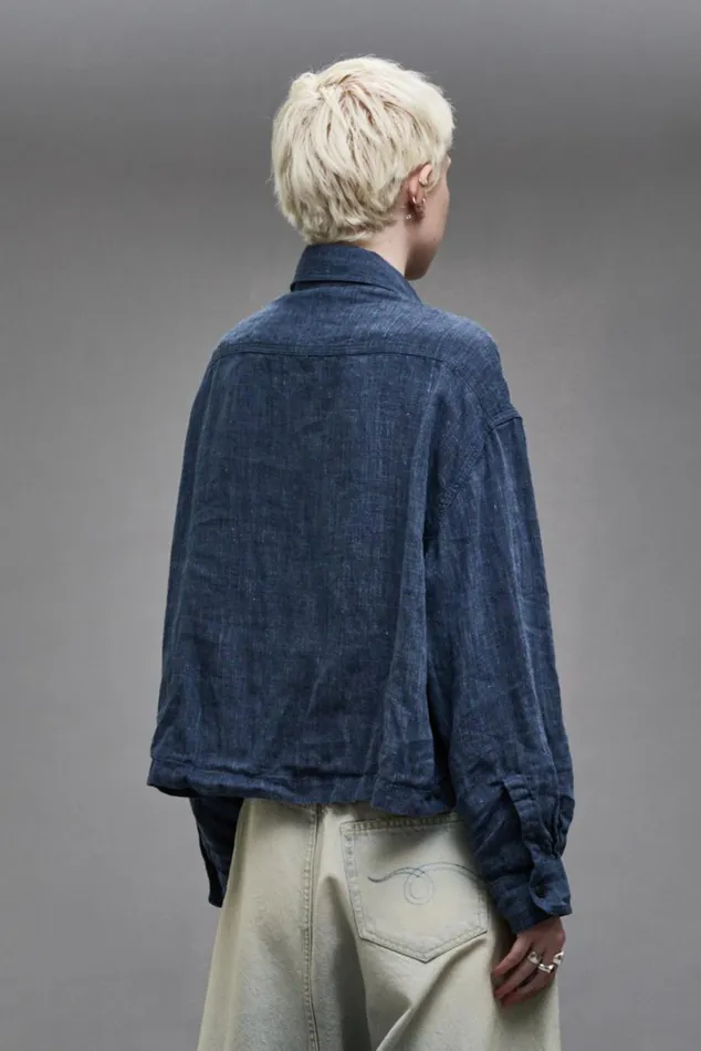 CROPPED BELLOW POCKET SHIRT 8211 INDIGO BLUE Women R13 Tops
