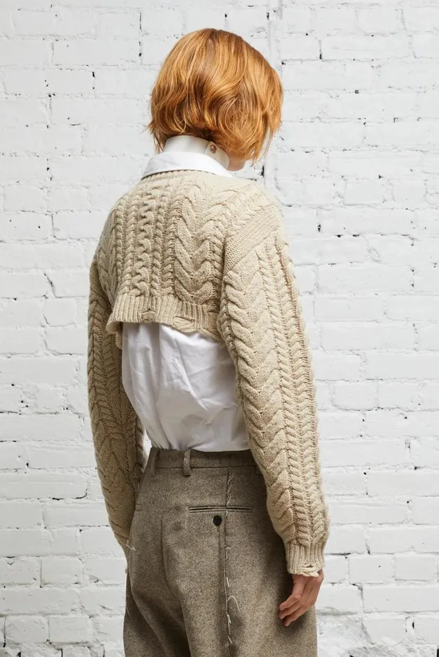 CROPPED CABLE SWEATER 8211 OATMEAL Women R13 Sweaters