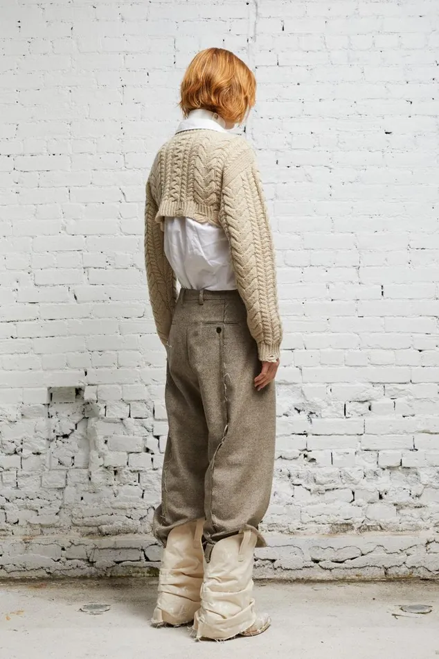 CROPPED CABLE SWEATER 8211 OATMEAL Women R13 Sweaters