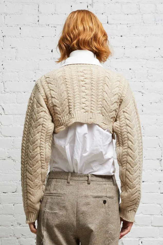 CROPPED CABLE SWEATER 8211 OATMEAL Women R13 Sweaters