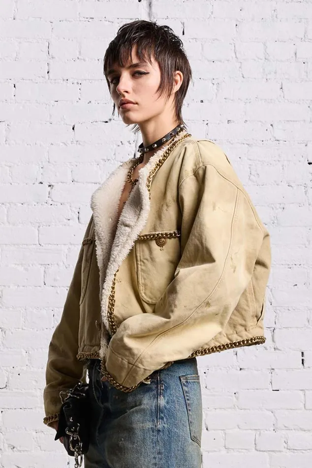 CROPPED CHORE JACKET 8211 KHAKI CANVAS Women R13 Jackets and Coats