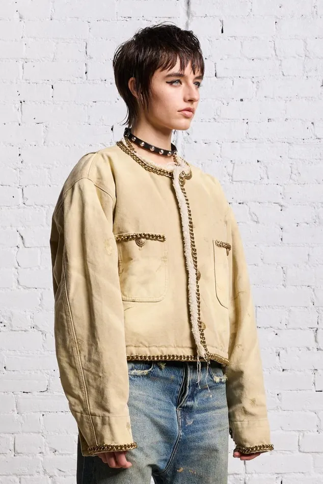 CROPPED CHORE JACKET 8211 KHAKI CANVAS Women R13 Jackets and Coats