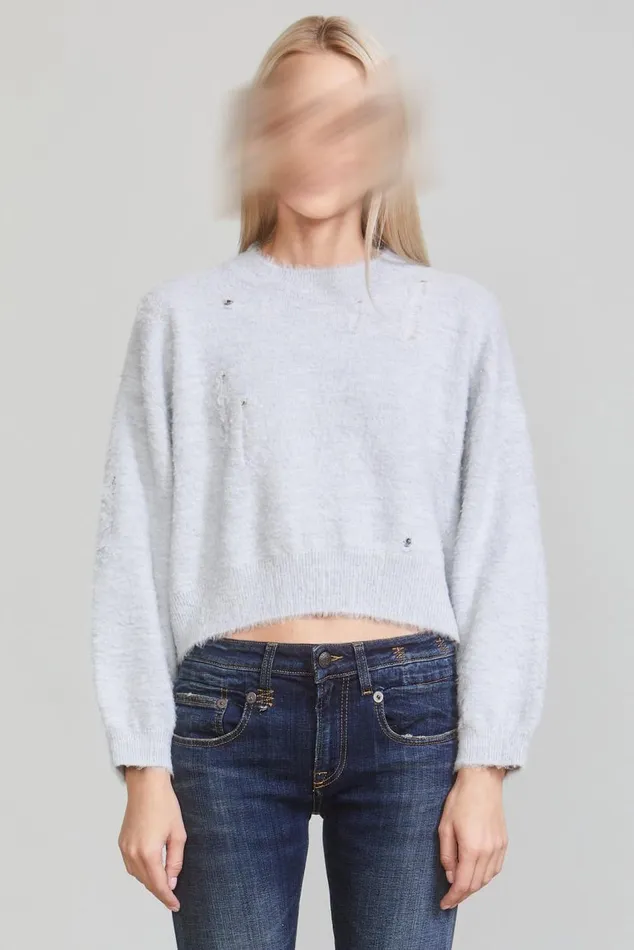 CROPPED SHAGGY OVERSIZED SWEATER 8211 HEATHER GREY Women R13 Sweaters