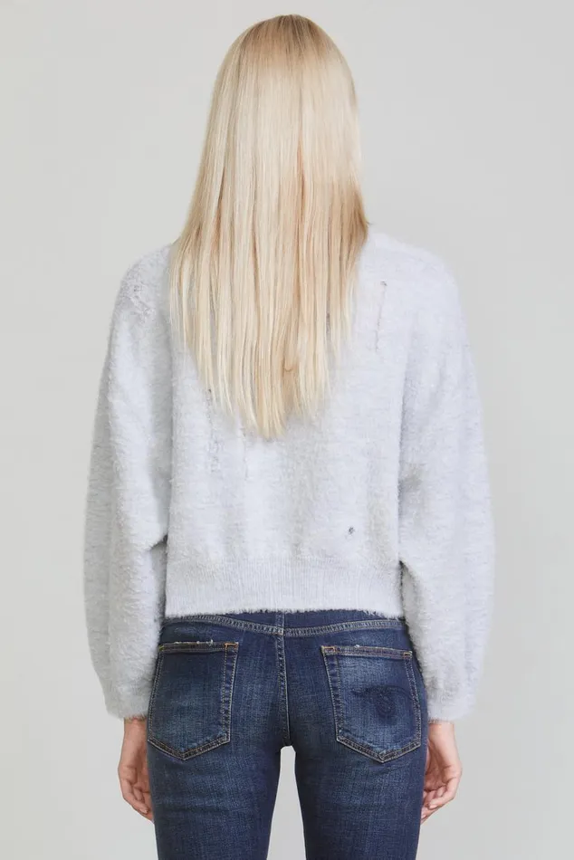 CROPPED SHAGGY OVERSIZED SWEATER 8211 HEATHER GREY Women R13 Sweaters