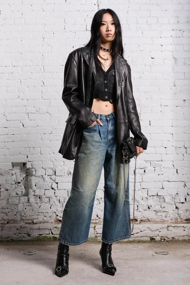 CROPPED WIDE LEG JEAN 8211 CLINTON BLUE Women R13 Denim