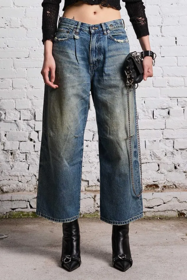 CROPPED WIDE LEG JEAN 8211 CLINTON BLUE Women R13 Denim