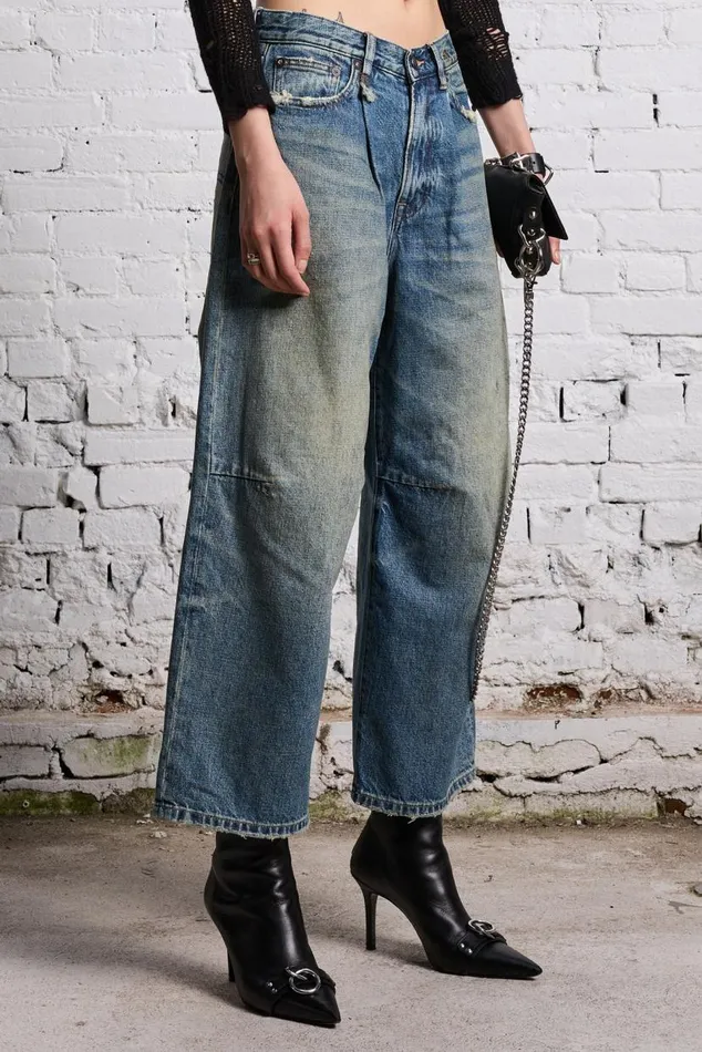 CROPPED WIDE LEG JEAN 8211 CLINTON BLUE Women R13 Denim