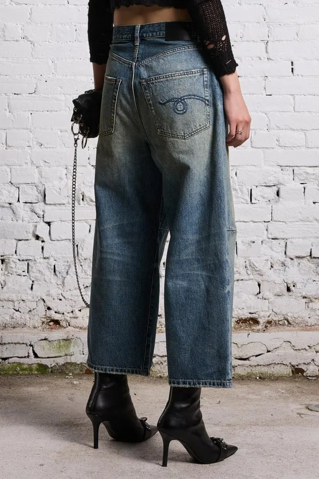 CROPPED WIDE LEG JEAN 8211 CLINTON BLUE Women R13 Denim